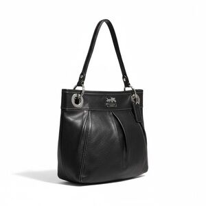 🖤 Coach Madison Pleated Leather Shoulder Bag – Black w/ Purple Lining, EUC ✨